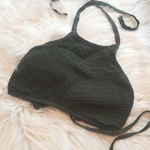 Crochet xhilaration army green swim top D/DD